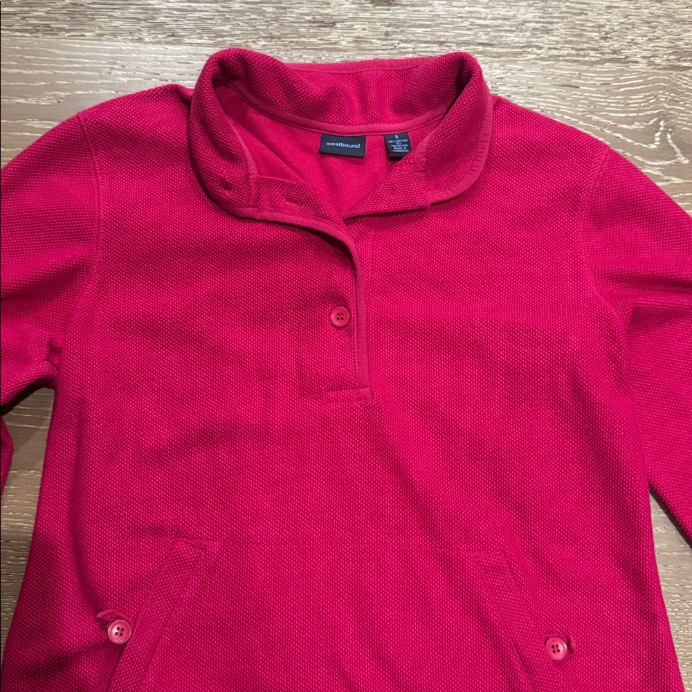 Westbound Pink Textured Knit Pullover Mock Neck Sweatshirt Size S - Picture 4 of 5